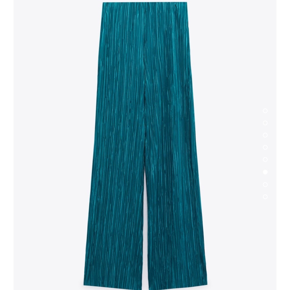 ZARA 2PIECES PLEATED HALTER TOP AND PLEATED WIDE LEG PANTS - Picture 3 of 5
